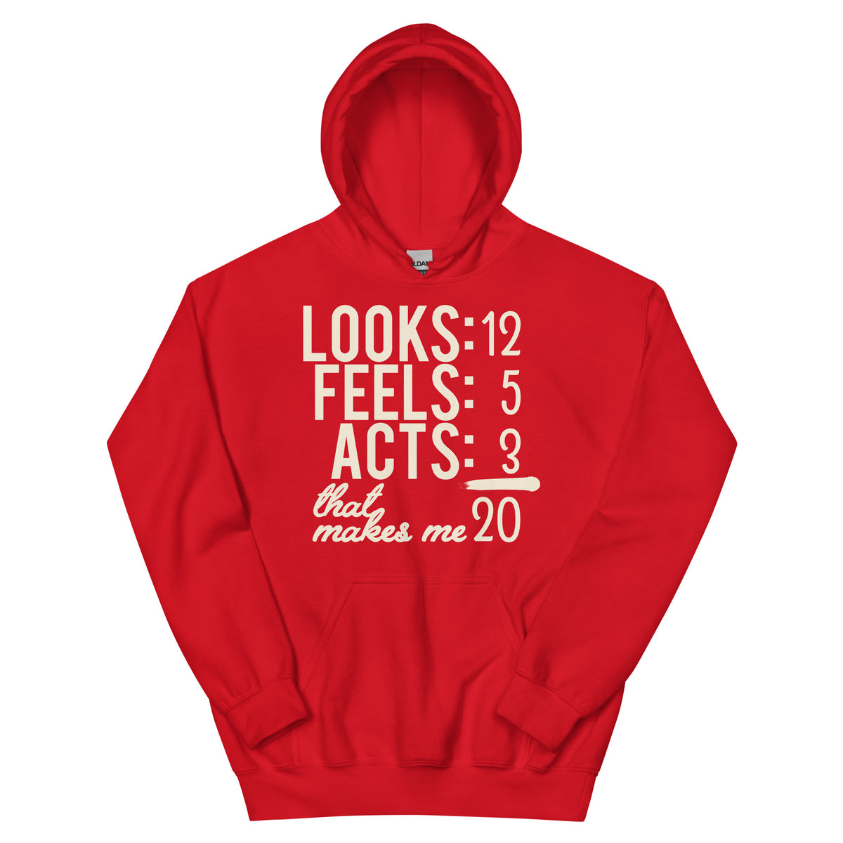 Looks 12, Feels 5, Acts 3, That Makes Me 20 Unisex Hoodie
