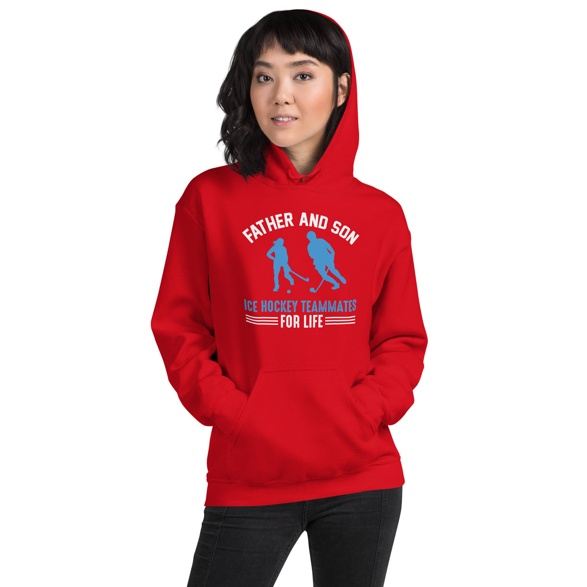 Father and Son Ice Hockey Teammates for Life Unisex Hoodie