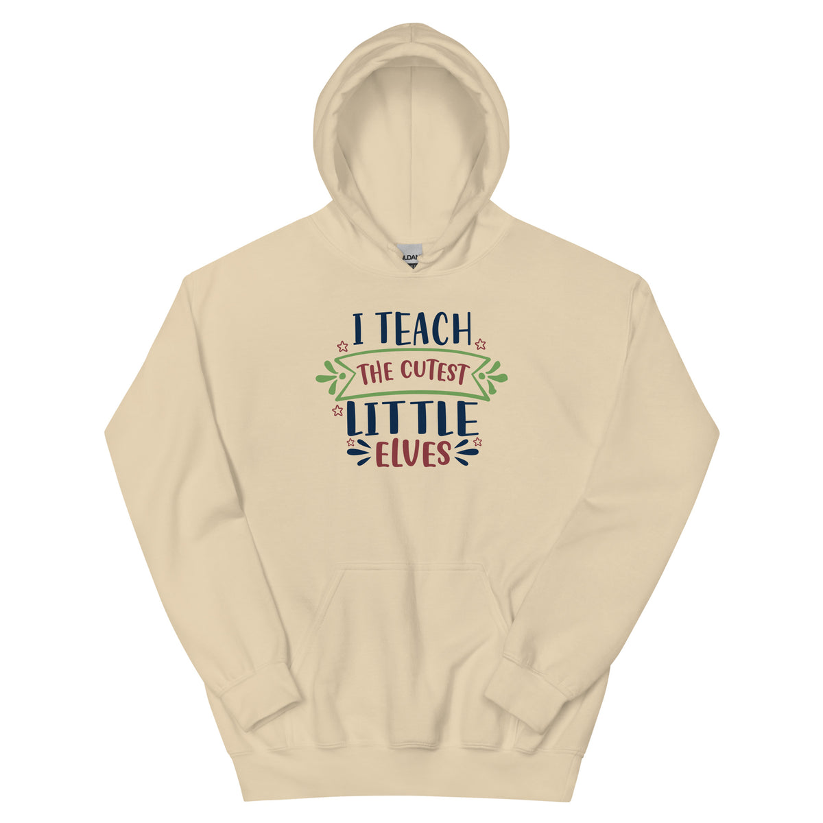 I Teach the Cutest Little Elves Christmas – Ribbon Banner Unisex Hoodie