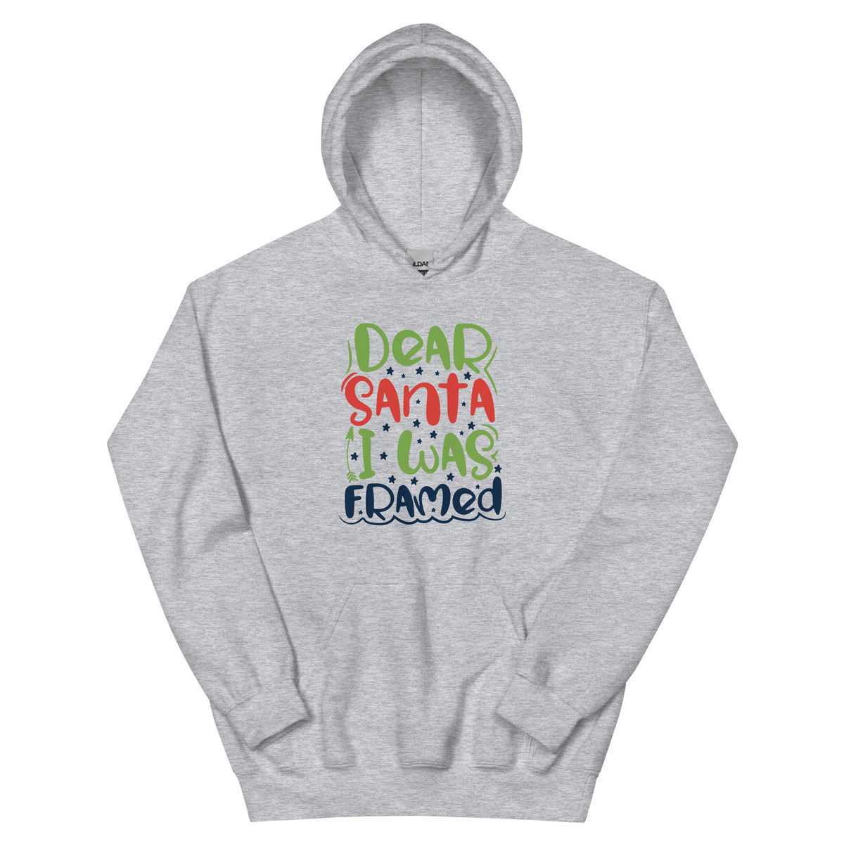 Dear Santa, I Was Framed Christmas – Starry Block Letters Unisex Hoodie