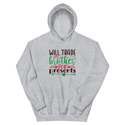 Will Trade Brother for Presents Christmas – Hearts and Arrows Unisex Hoodie