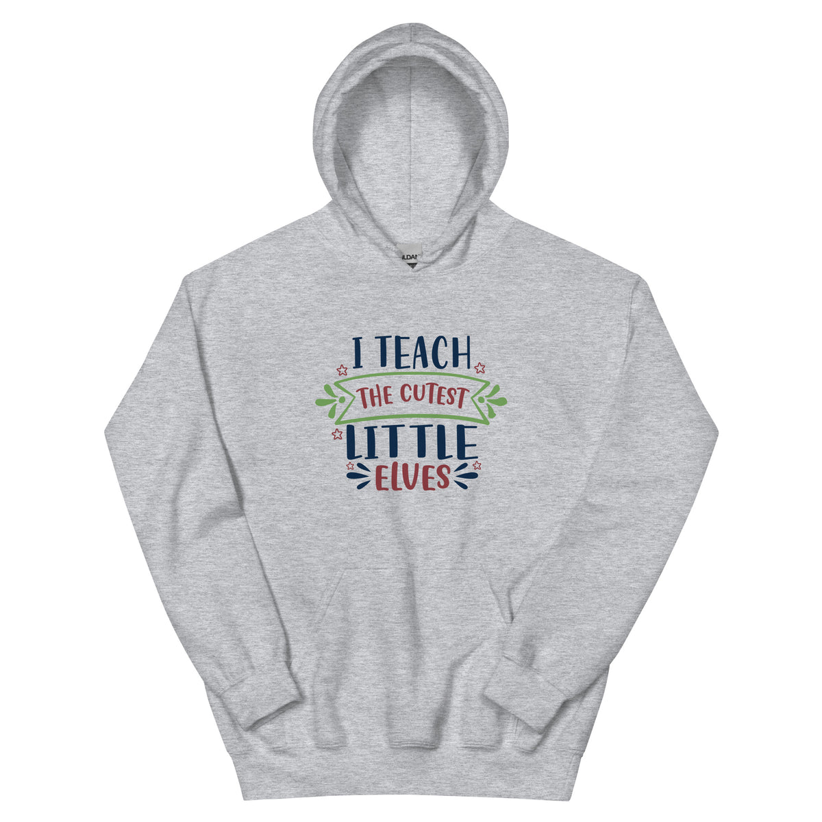 I Teach the Cutest Little Elves Christmas – Ribbon Banner Unisex Hoodie