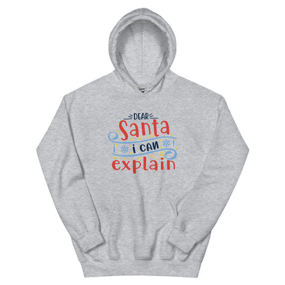 Dear Santa, I Can Explain Christmas – Snowflake Banner Unisex Hoodie
