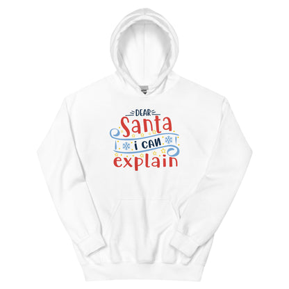 Dear Santa, I Can Explain Christmas – Snowflake Banner Unisex Hoodie