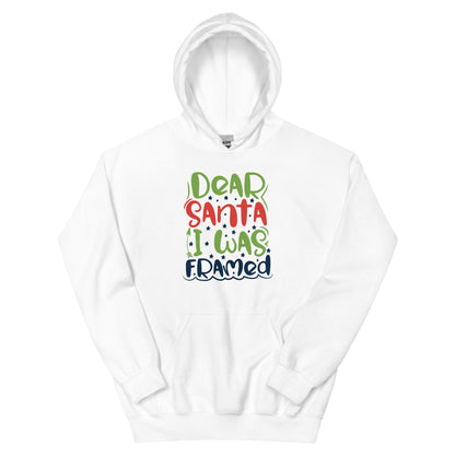 Dear Santa, I Was Framed Christmas – Starry Block Letters Unisex Hoodie