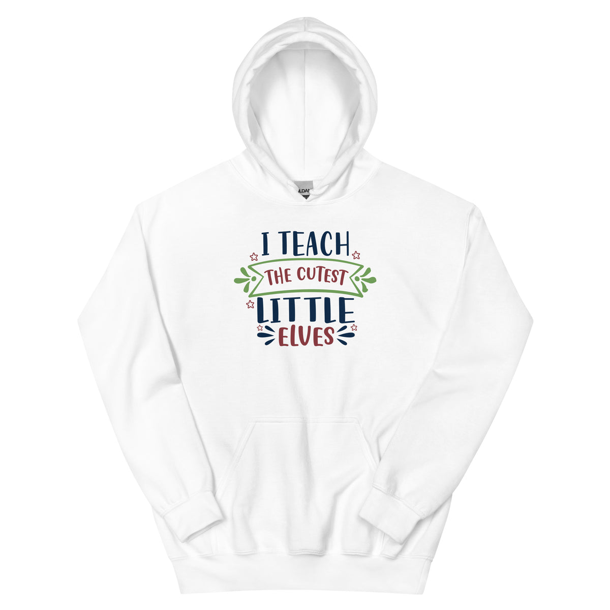 I Teach the Cutest Little Elves Christmas – Ribbon Banner Unisex Hoodie