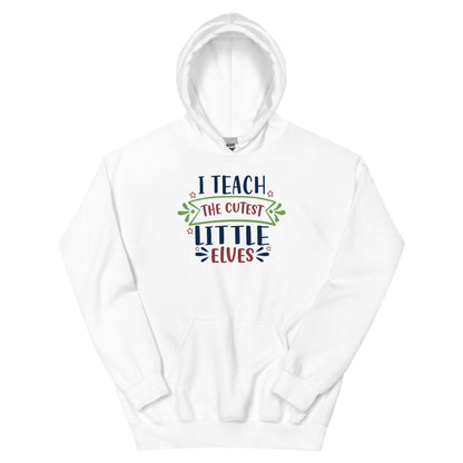 I Teach the Cutest Little Elves Christmas – Ribbon Banner Unisex Hoodie