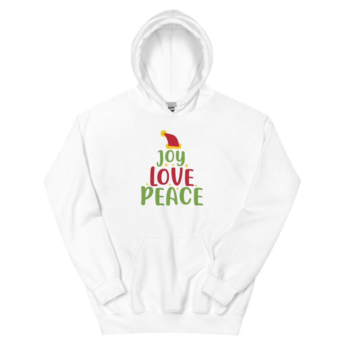 Joy Love Peace Christmas – Santa Hat Unisex Hoodie