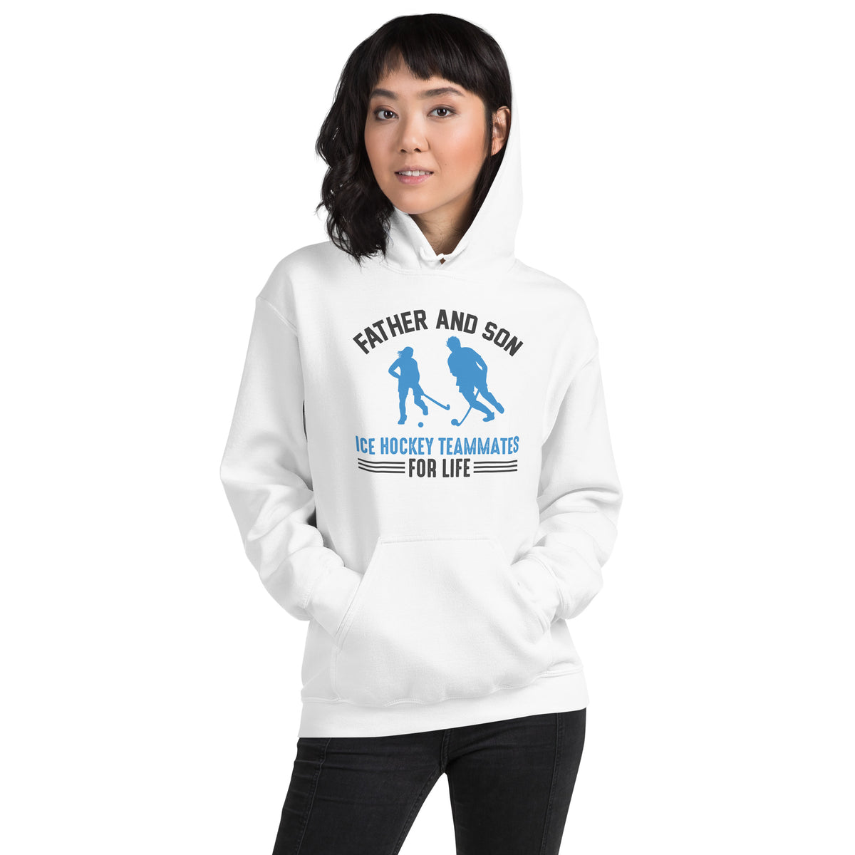 Father and Son Ice Hockey Teammates for Life Unisex Hoodie