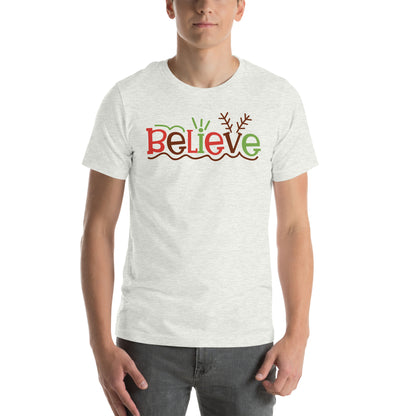 Believe Christmas – Reindeer Antlers Unisex T-Shirt