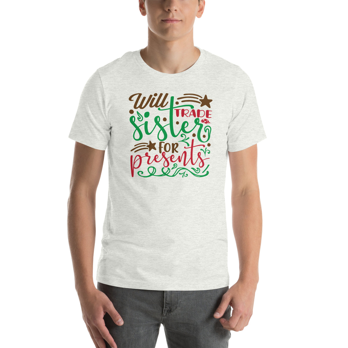 Will Trade Sister for Presents Christmas – Starry Script Unisex T-Shirt