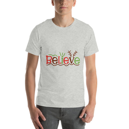 Believe Christmas – Reindeer Antlers Unisex T-Shirt