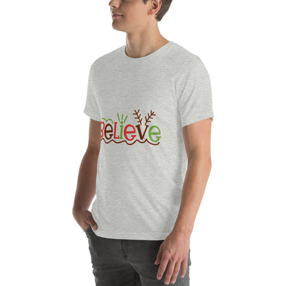Believe Christmas – Reindeer Antlers Unisex T-Shirt