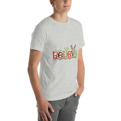 Believe Christmas – Reindeer Antlers Unisex T-Shirt