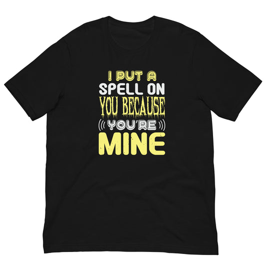 I Put a Spell on You Halloween Witch T-Shirt in Black, front view