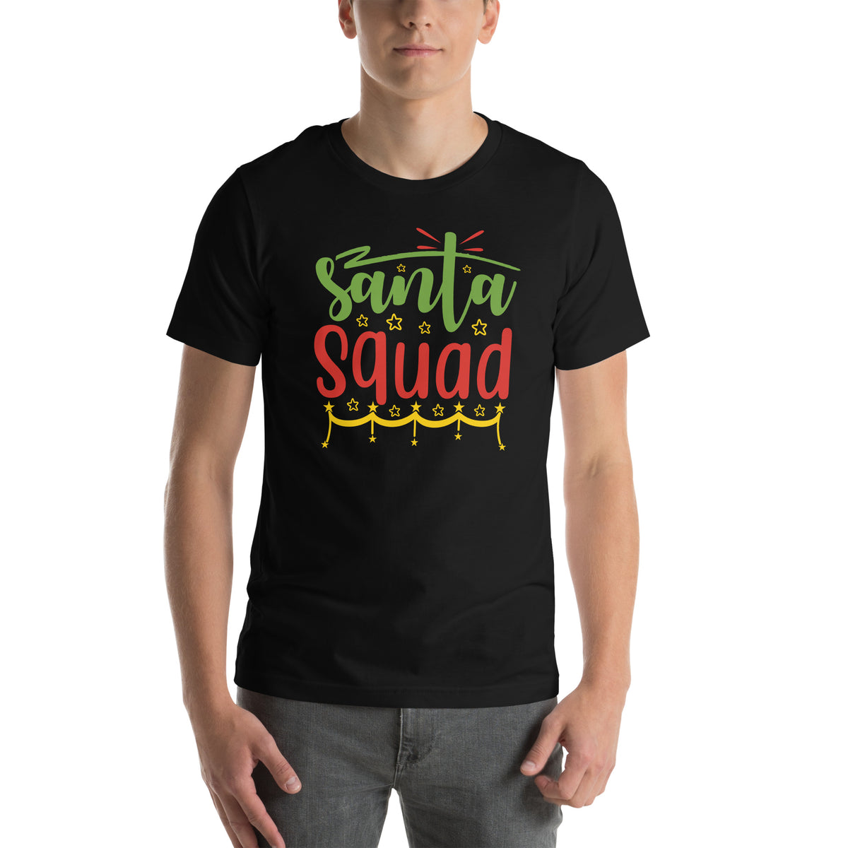 Santa Squad Christmas – Starry Garland Unisex T-Shirt