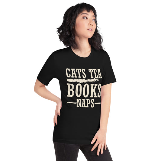 Cats Tea Books Naps Unisex T-Shirt