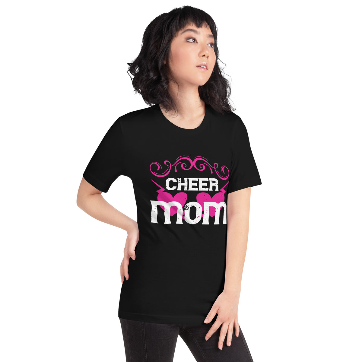Cheer Mom – Pink Hearts Unisex T-Shirt