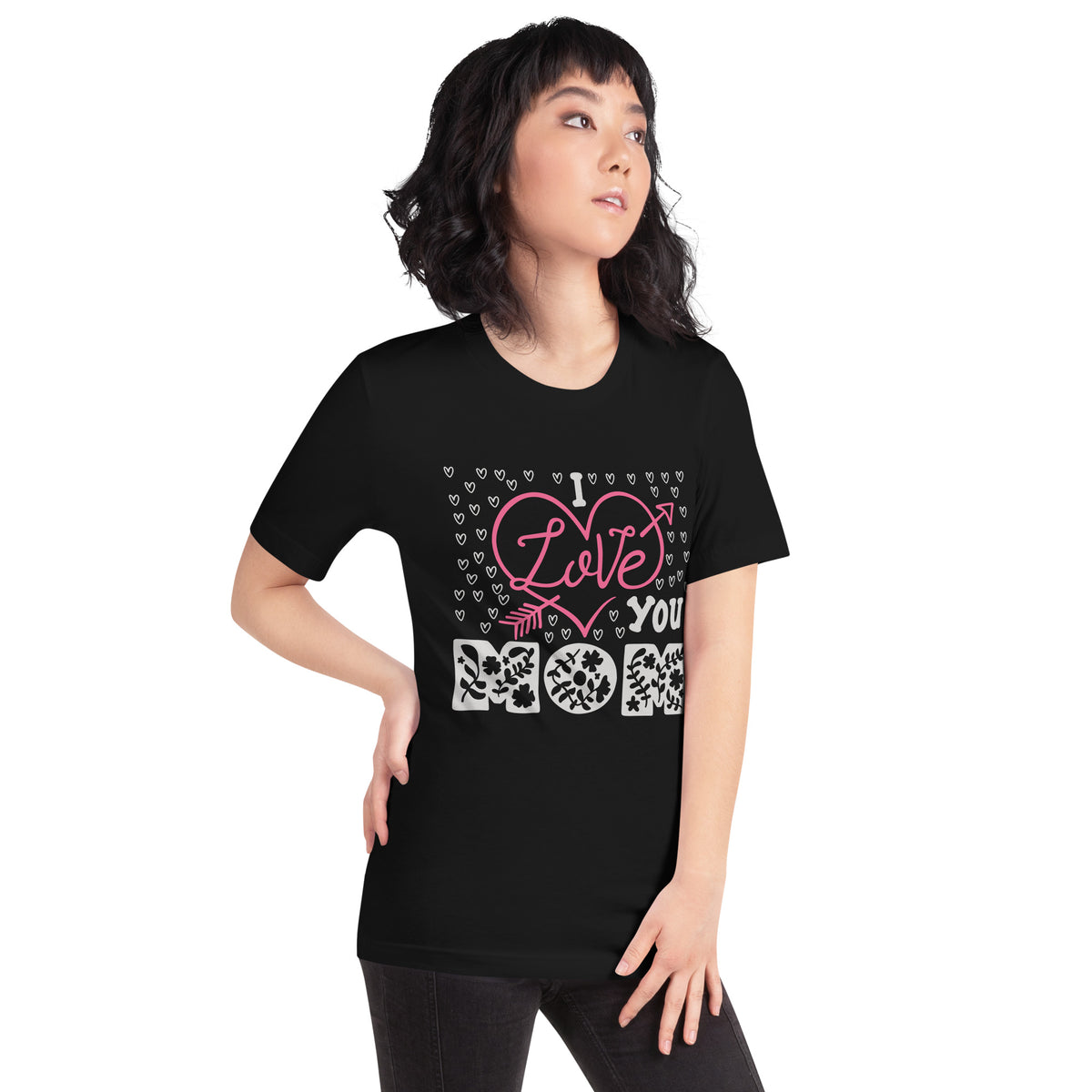 I Love You Mom – Floral Hearts Unisex T-Shirt