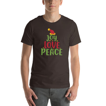Joy Love Peace Christmas – Santa Hat Unisex T-Shirt
