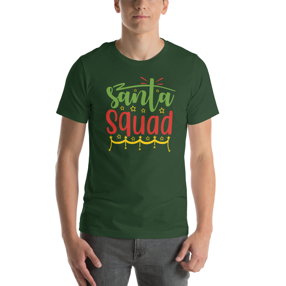 Santa Squad Christmas – Starry Garland Unisex T-Shirt