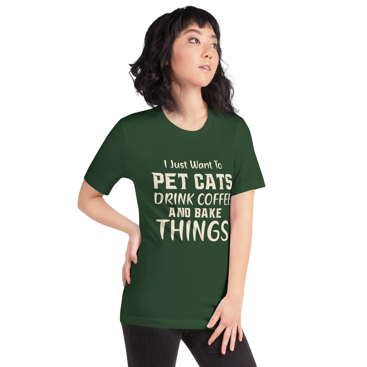 I Just Want to Pet Cats, Drink Coffee and Bake Things Unisex T-Shirt