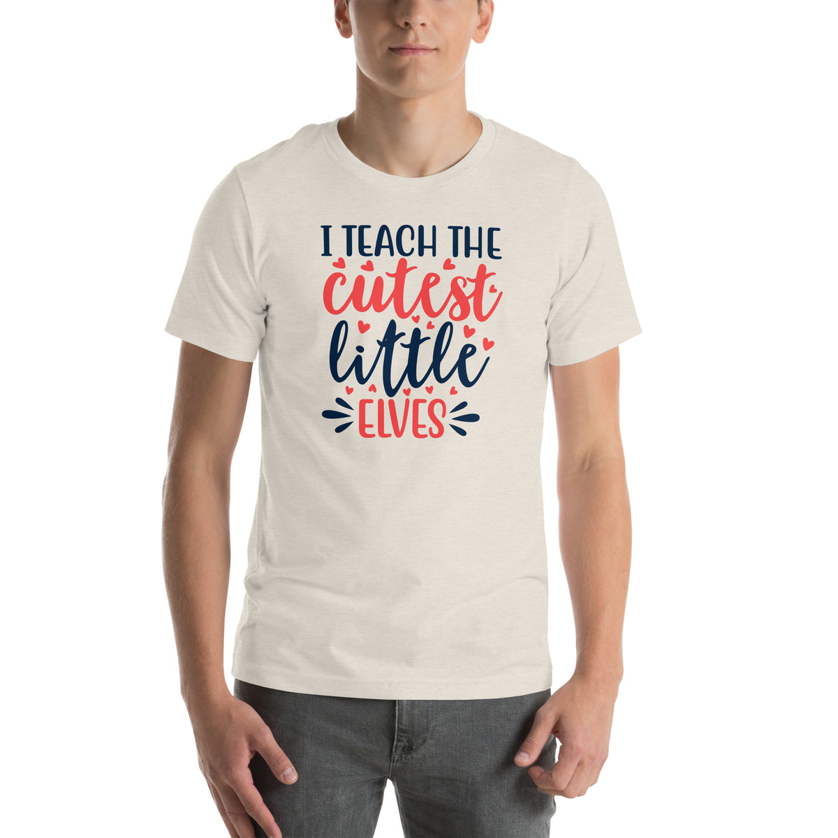 I Teach the Cutest Little Elves Christmas – Hearts Unisex T-Shirt