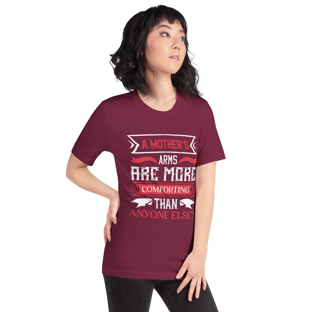 A Mother's Arms Are More Comforting Than Anyone Else's – Red Banner Unisex T-Shirt