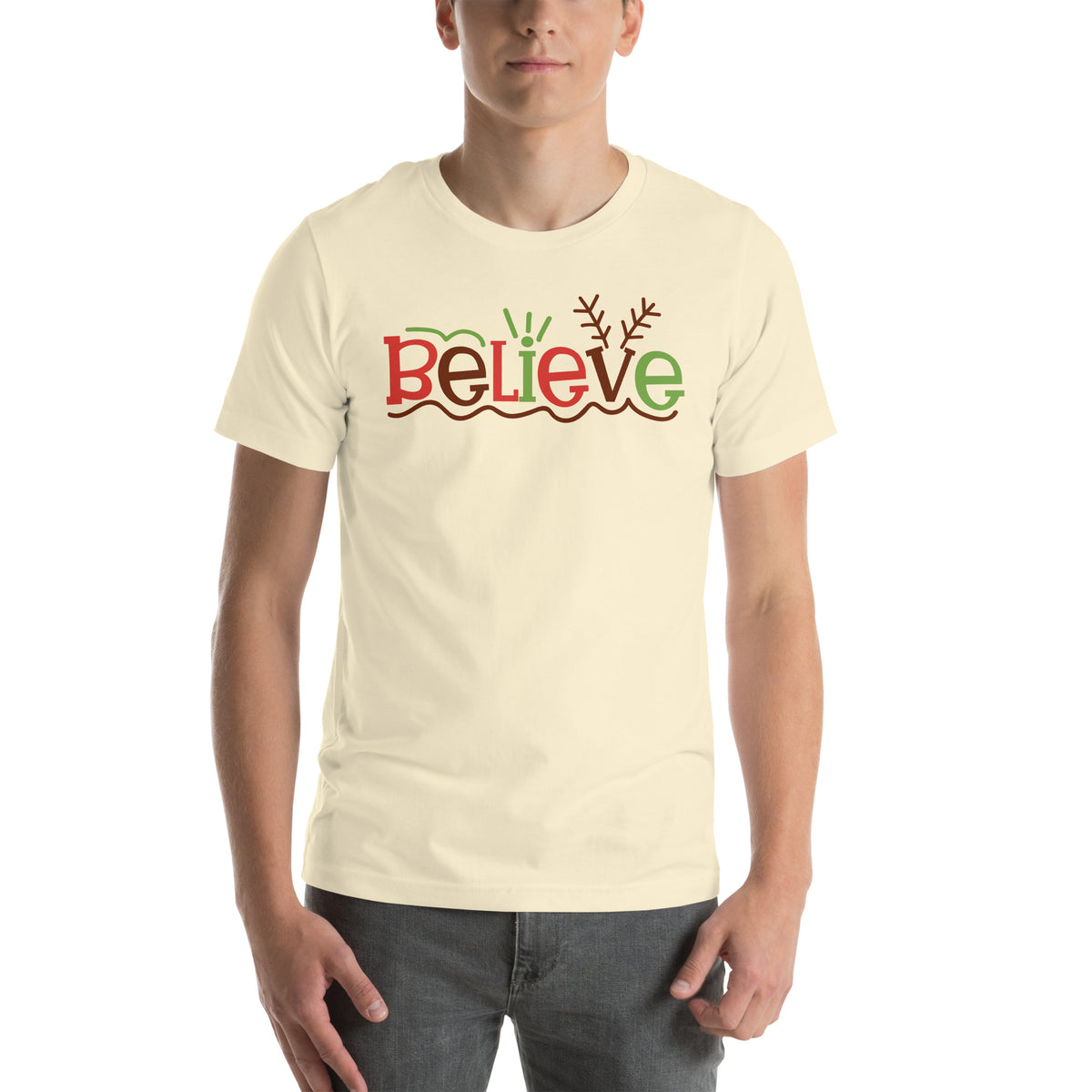 Believe Christmas – Reindeer Antlers Unisex T-Shirt