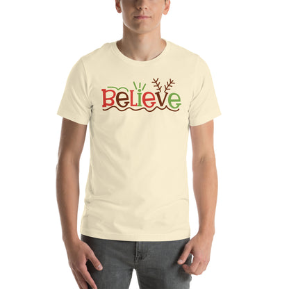 Believe Christmas – Reindeer Antlers Unisex T-Shirt