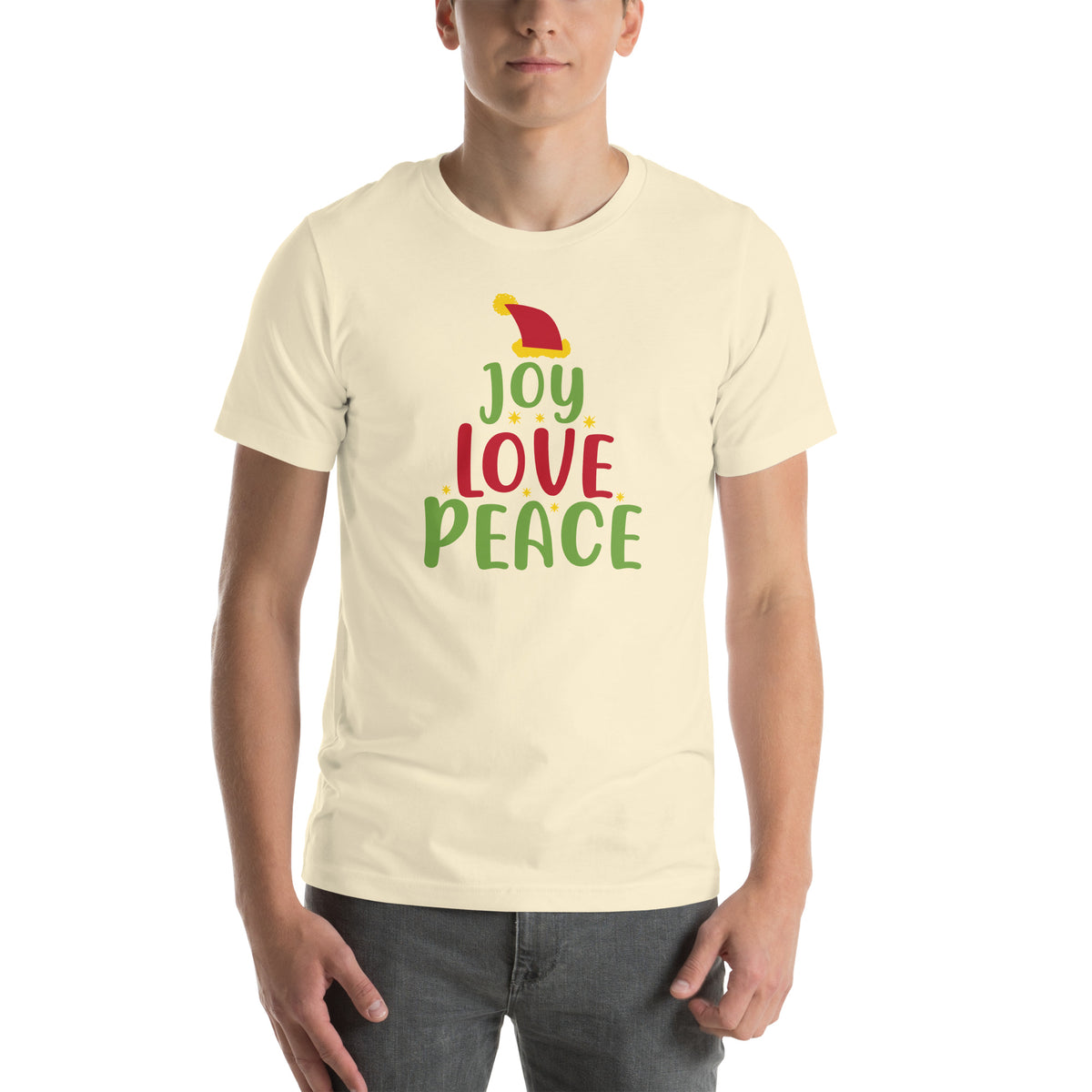 Joy Love Peace Christmas – Santa Hat Unisex T-Shirt
