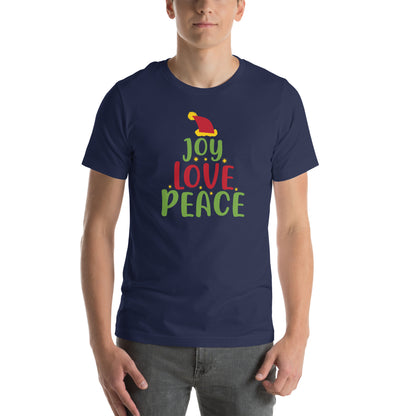 Joy Love Peace Christmas – Santa Hat Unisex T-Shirt