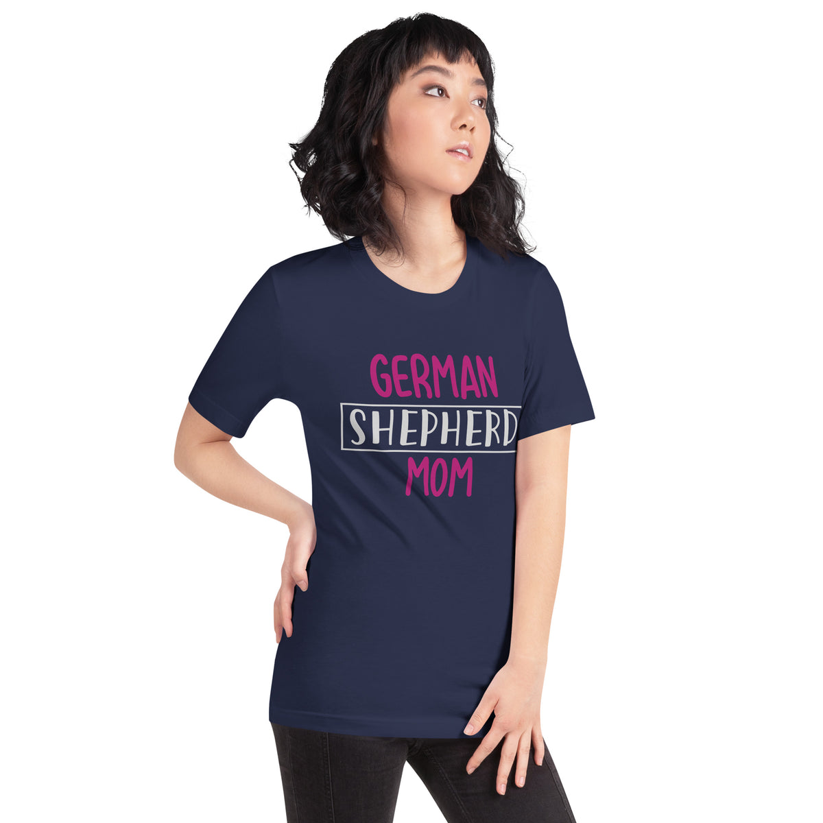 German Shepherd Mom – Purple Frame Unisex T-Shirt