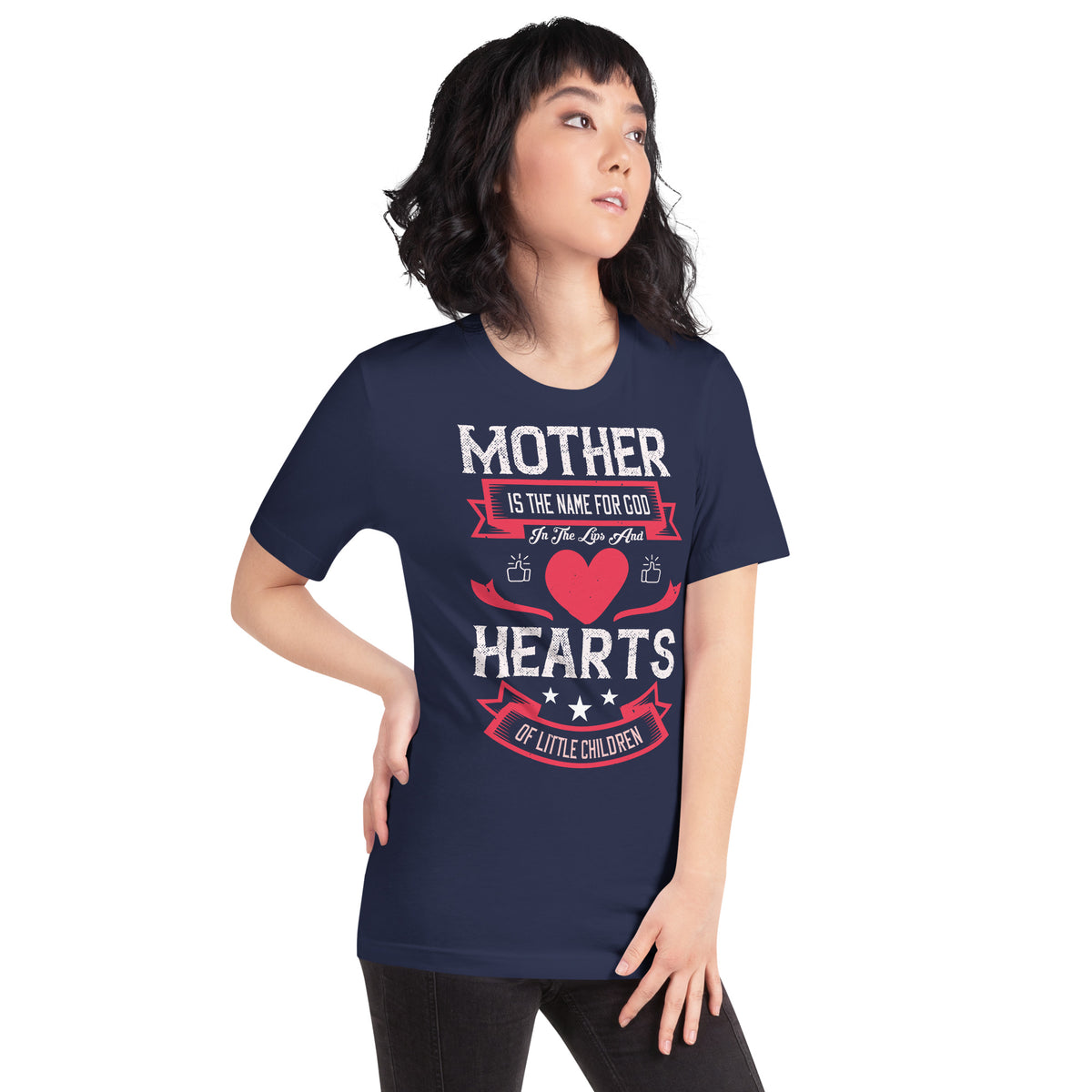 Mother Is the Name for God in the Lips and Hearts of Little Children – Red Heart Unisex T-Shirt