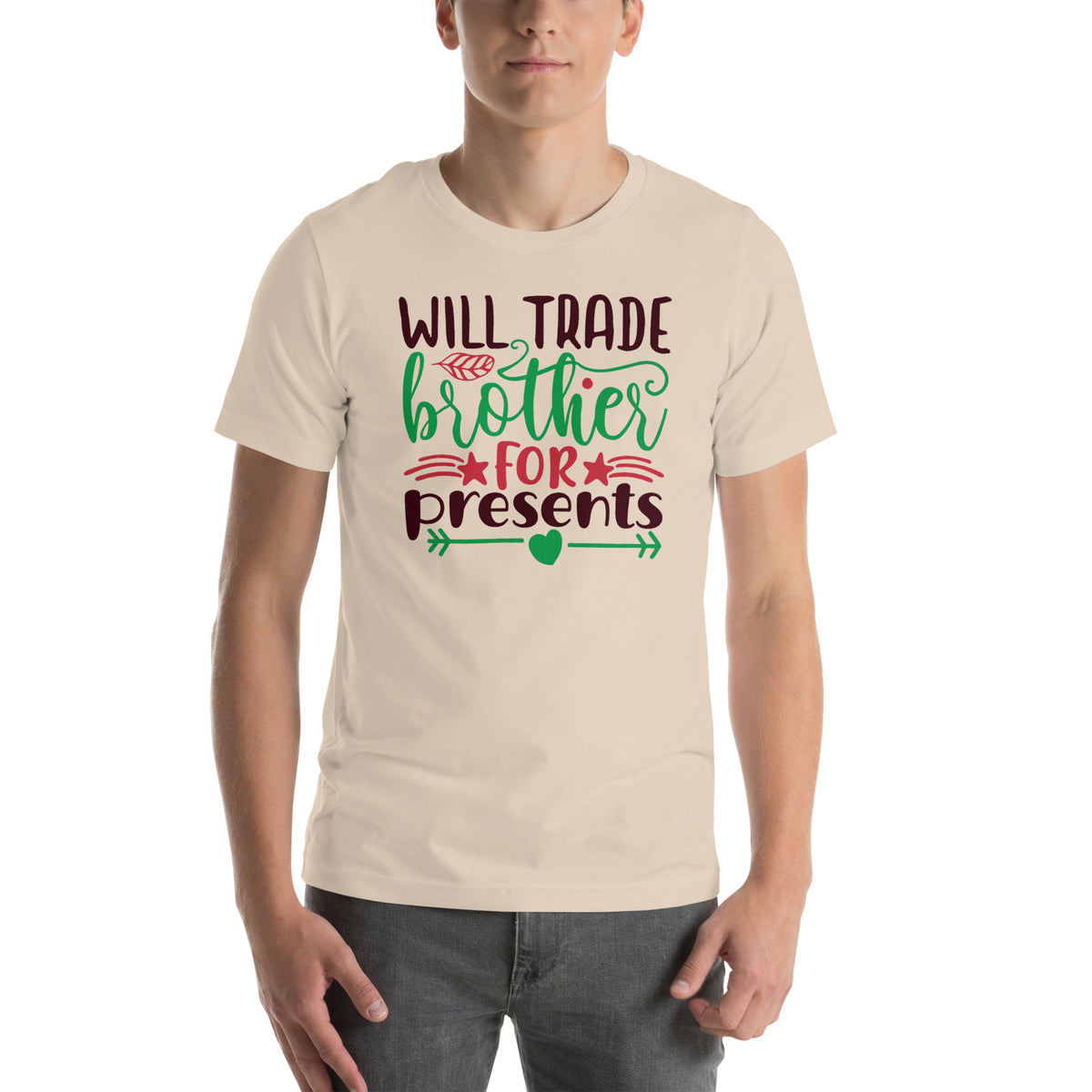Will Trade Brother for Presents Christmas – Hearts and Arrows Unisex T-Shirt
