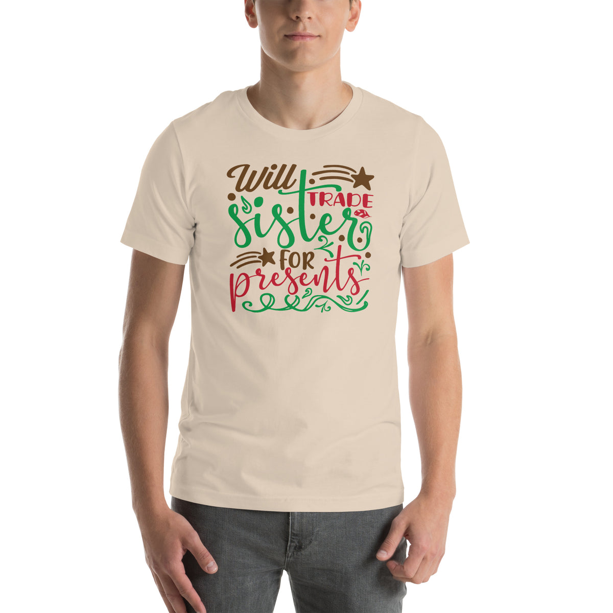 Will Trade Sister for Presents Christmas – Starry Script Unisex T-Shirt