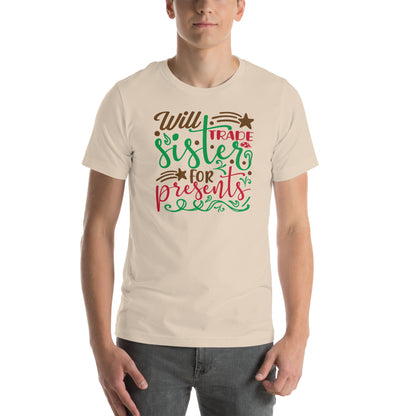 Will Trade Sister for Presents Christmas – Starry Script Unisex T-Shirt