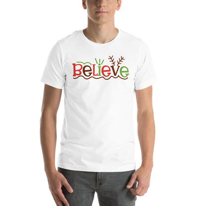 Believe Christmas – Reindeer Antlers Unisex T-Shirt