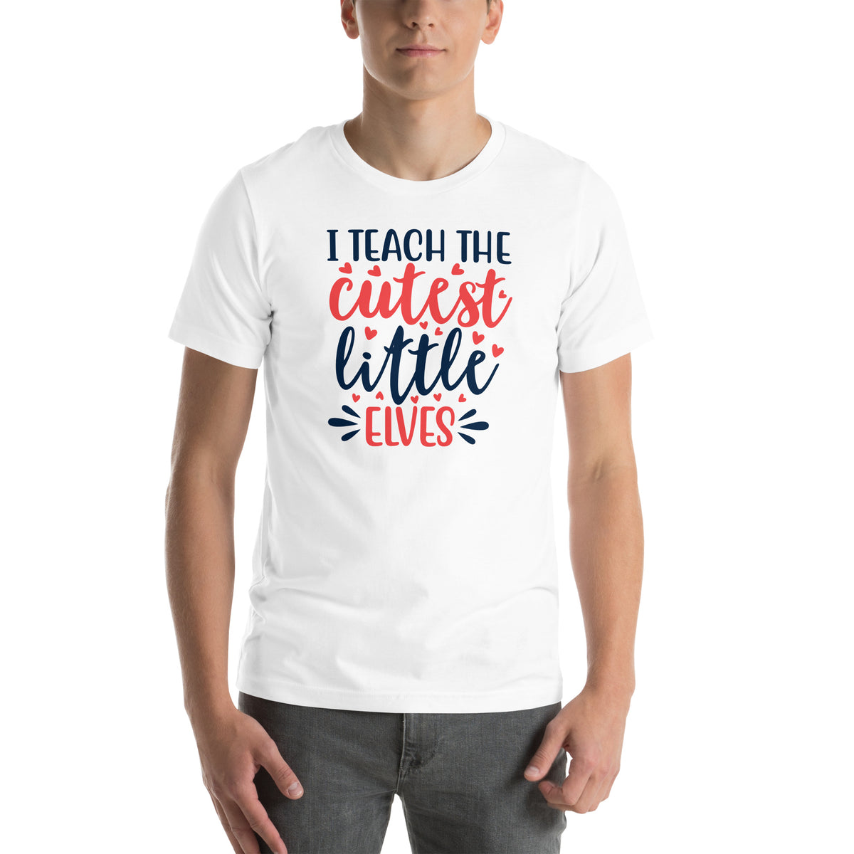I Teach the Cutest Little Elves Christmas – Hearts Unisex T-Shirt