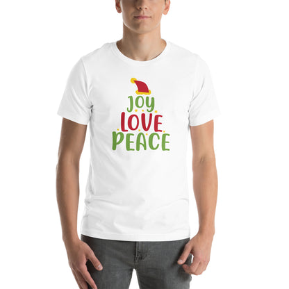 Joy Love Peace Christmas – Santa Hat Unisex T-Shirt