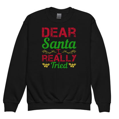 Dear Santa, I Really Tried Christmas Kids Sweatshirt