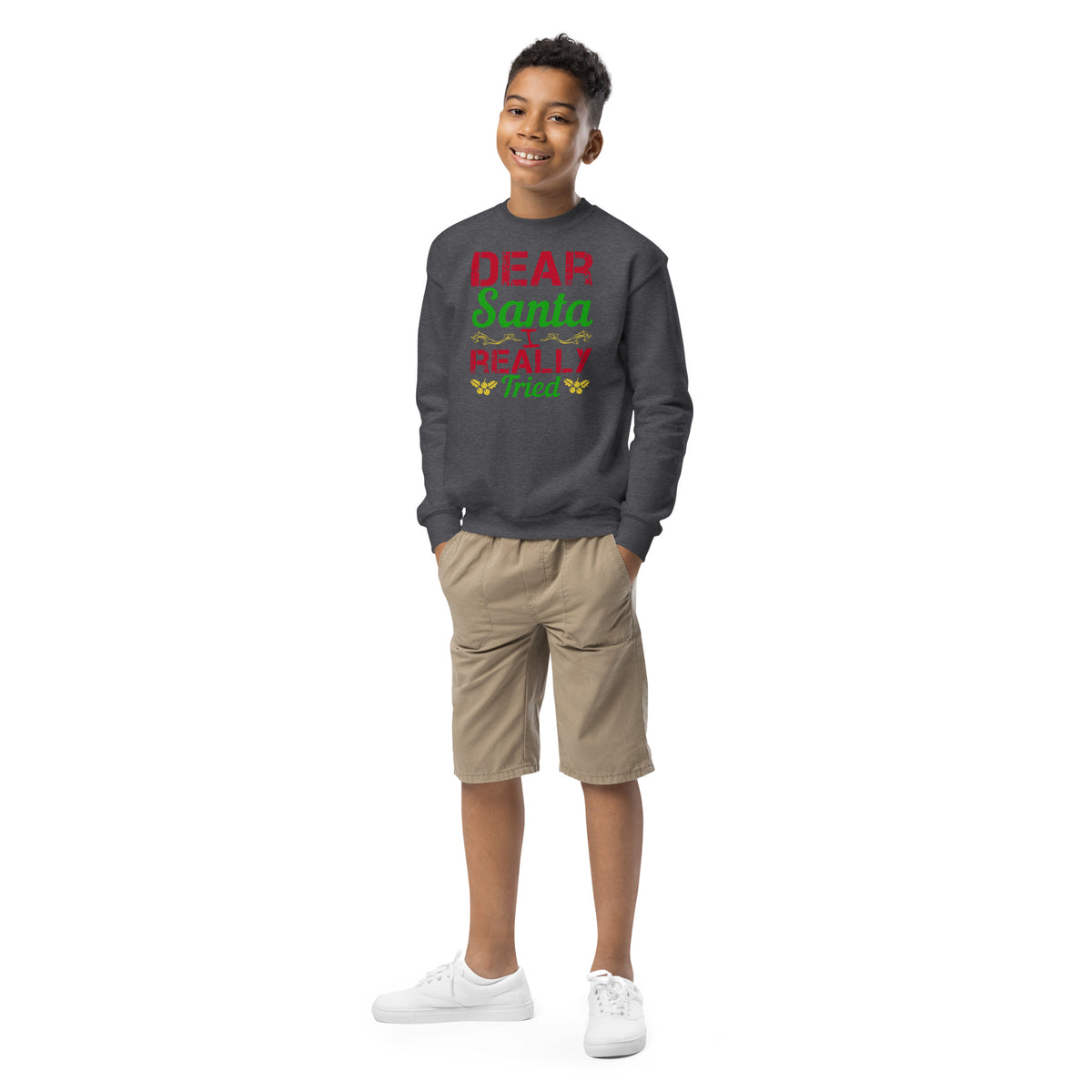 Dear Santa, I Really Tried Christmas Kids Sweatshirt