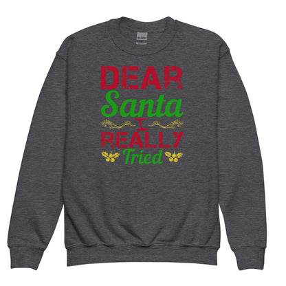 Dear Santa, I Really Tried Christmas Kids Sweatshirt