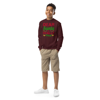 Dear Santa, I Really Tried Christmas Kids Sweatshirt