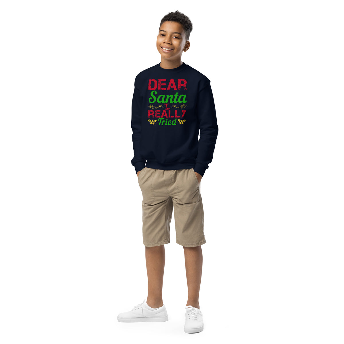 Dear Santa, I Really Tried Christmas Kids Sweatshirt