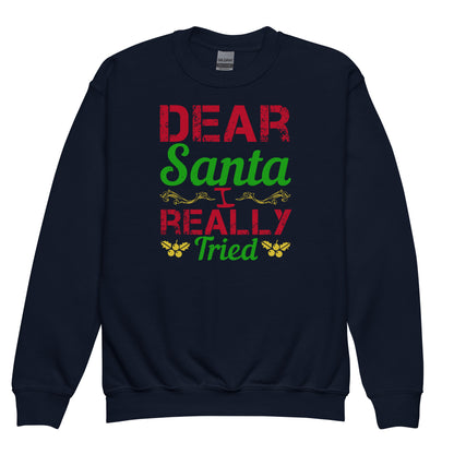 Dear Santa, I Really Tried Christmas Kids Sweatshirt