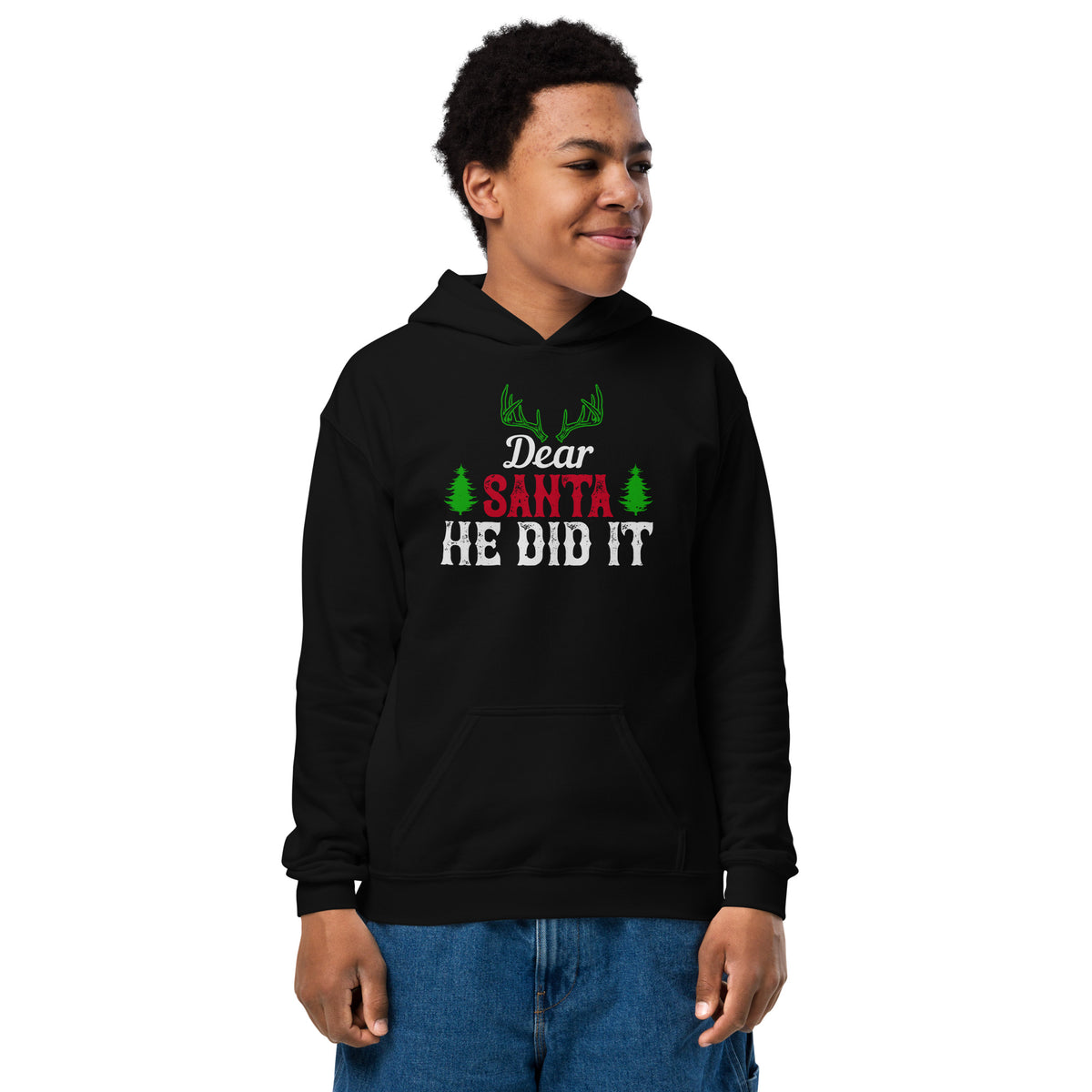 Dear Santa, He Did It Christmas Kids Hoodie