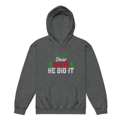 Dear Santa, He Did It Christmas Kids Hoodie