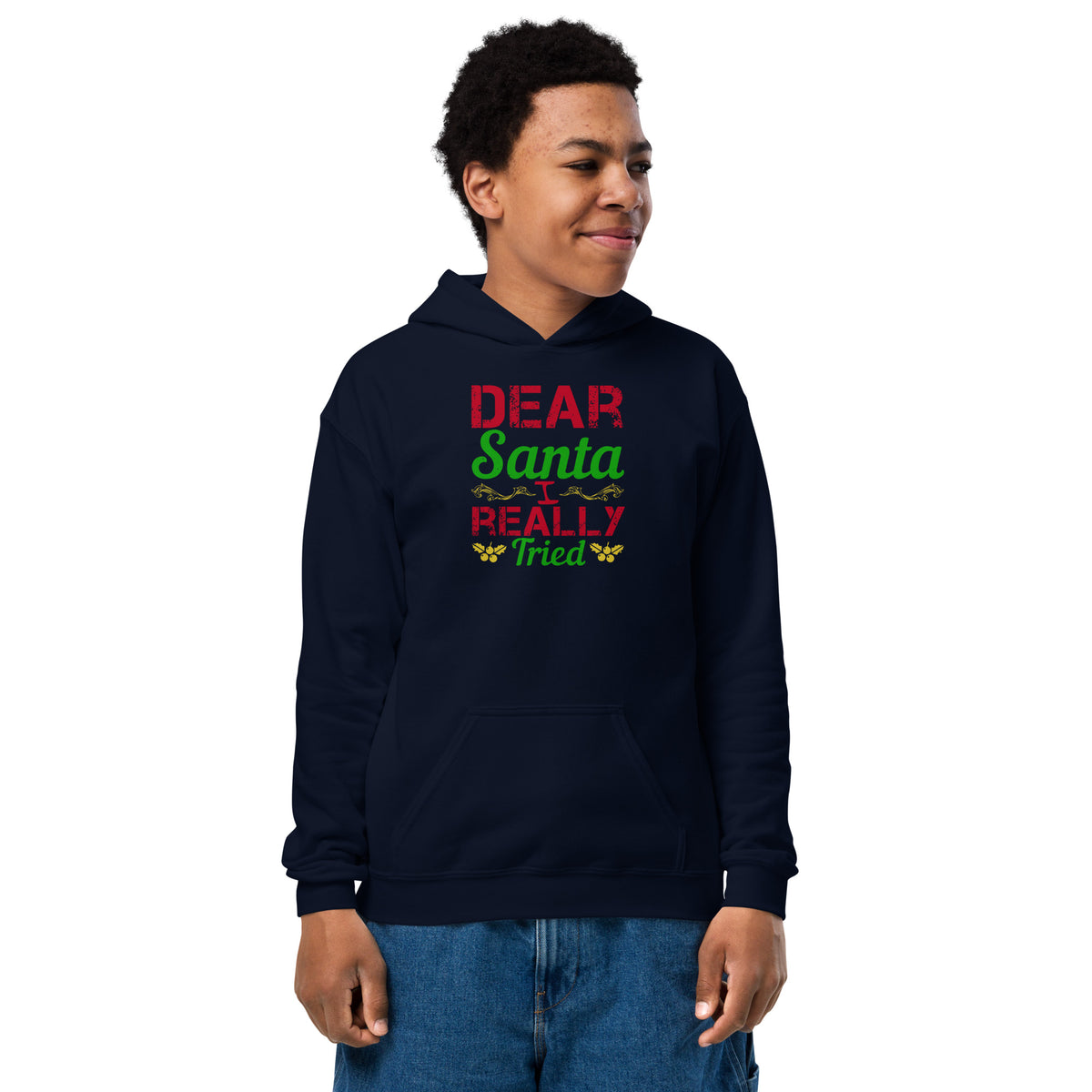 Dear Santa, I Really Tried Christmas Kids Hoodie