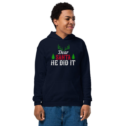 Dear Santa, He Did It Christmas Kids Hoodie